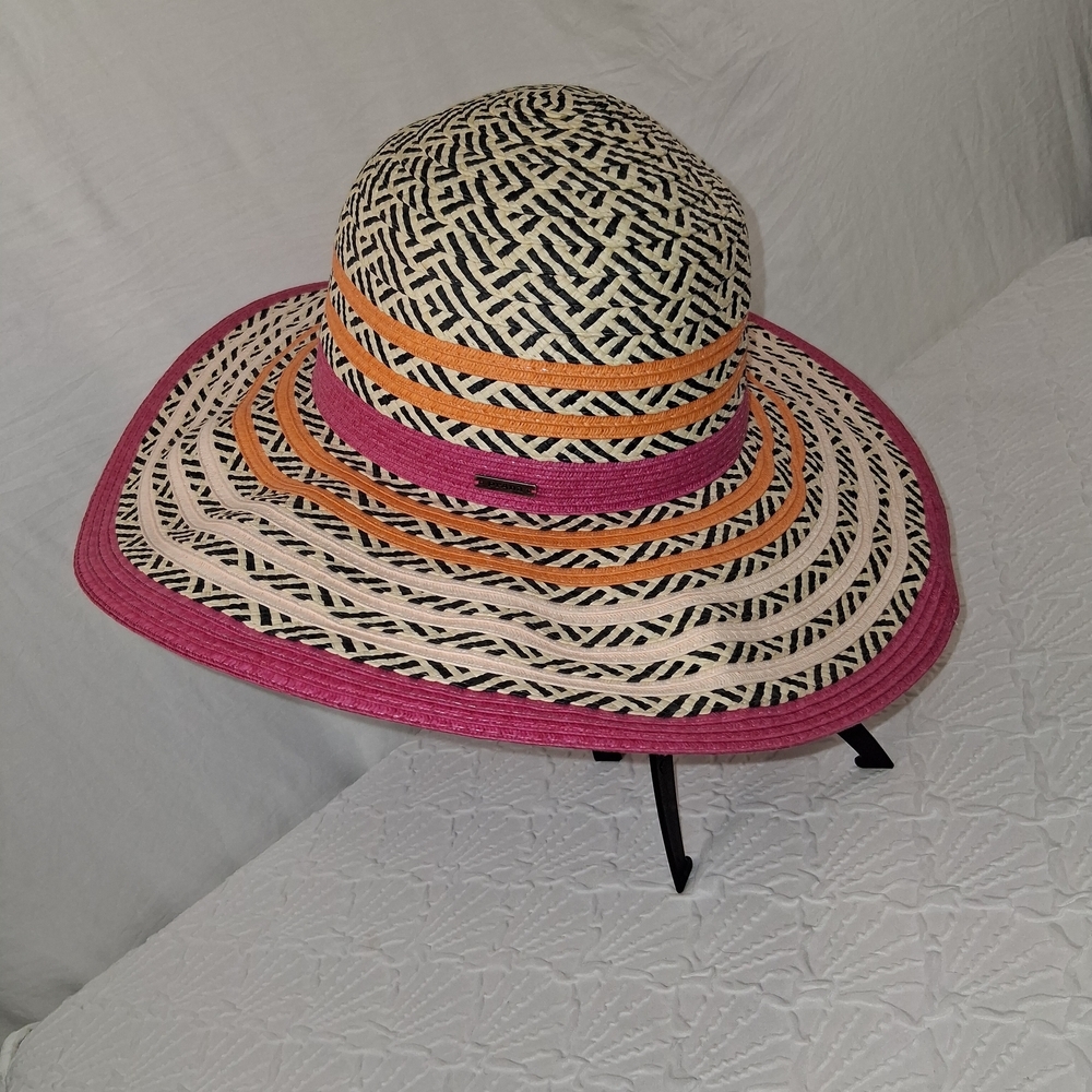 Prana Pink and Orange Patterned Sun Hat Women  Cosmo Pink